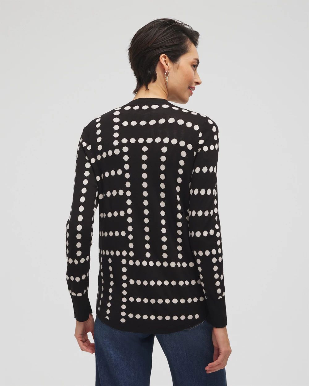ビキニ REVE REVE DOTS CARDIGAN BK Spun Rayon Jacquard Dots Cardigan | Chico's